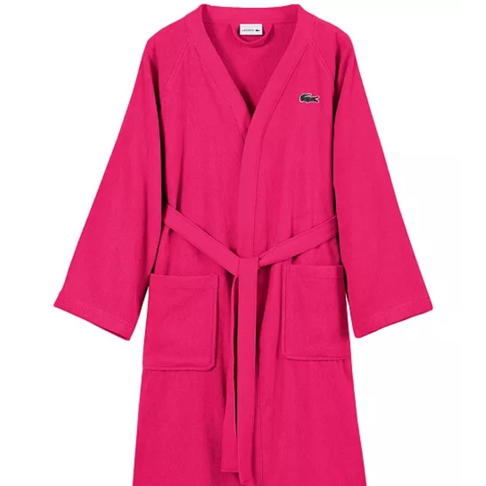 Lacoste Pink Terry Cotton Robe – Women’s Bathrobe – Soft Spa Lounge Wear